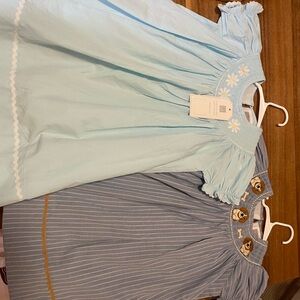 Charming Light Blue and Gray Kids Dresses